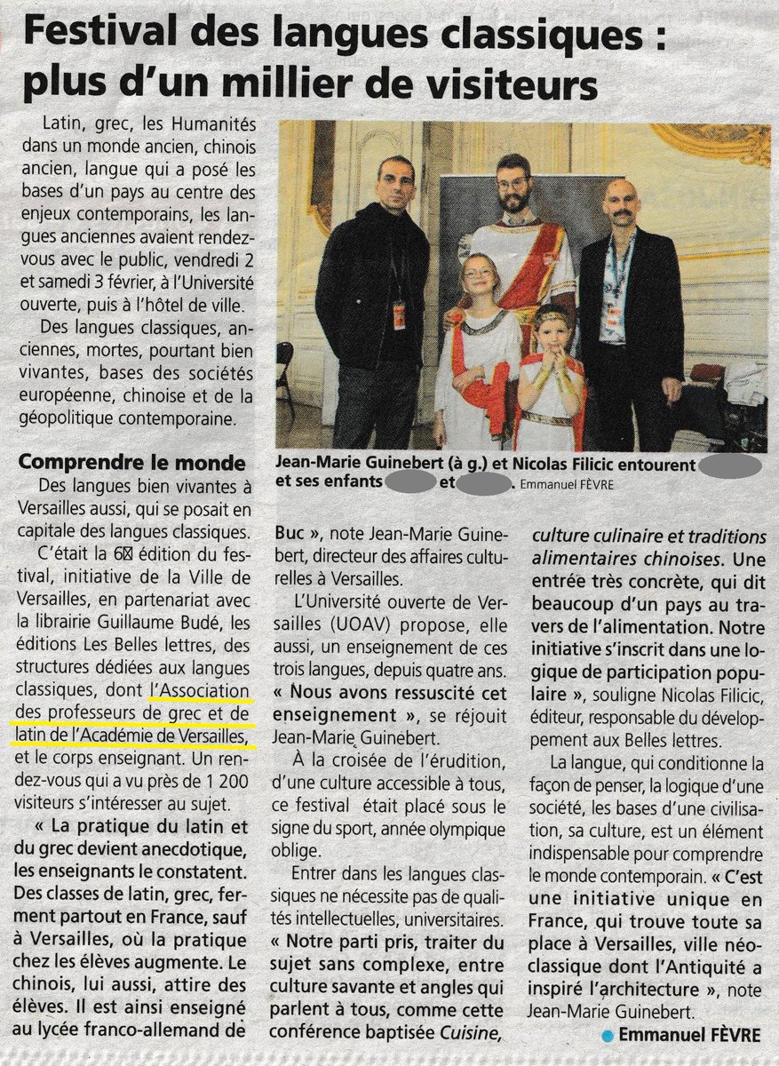 Jolie petite mise en lumière de notre association à la suite du festival des Langues classiques de Versailles, avec un de nos membres entouré par <a href="/DAC_Versailles/">Culture Versailles</a> et <a href="/BellesLettresEd/">Éditions Les Belles Lettres</a> ! Merci à <a href="/78actu/">78actu</a> ! L'année prochaine, plus rien d'anecdotique et tout le monde en toge !