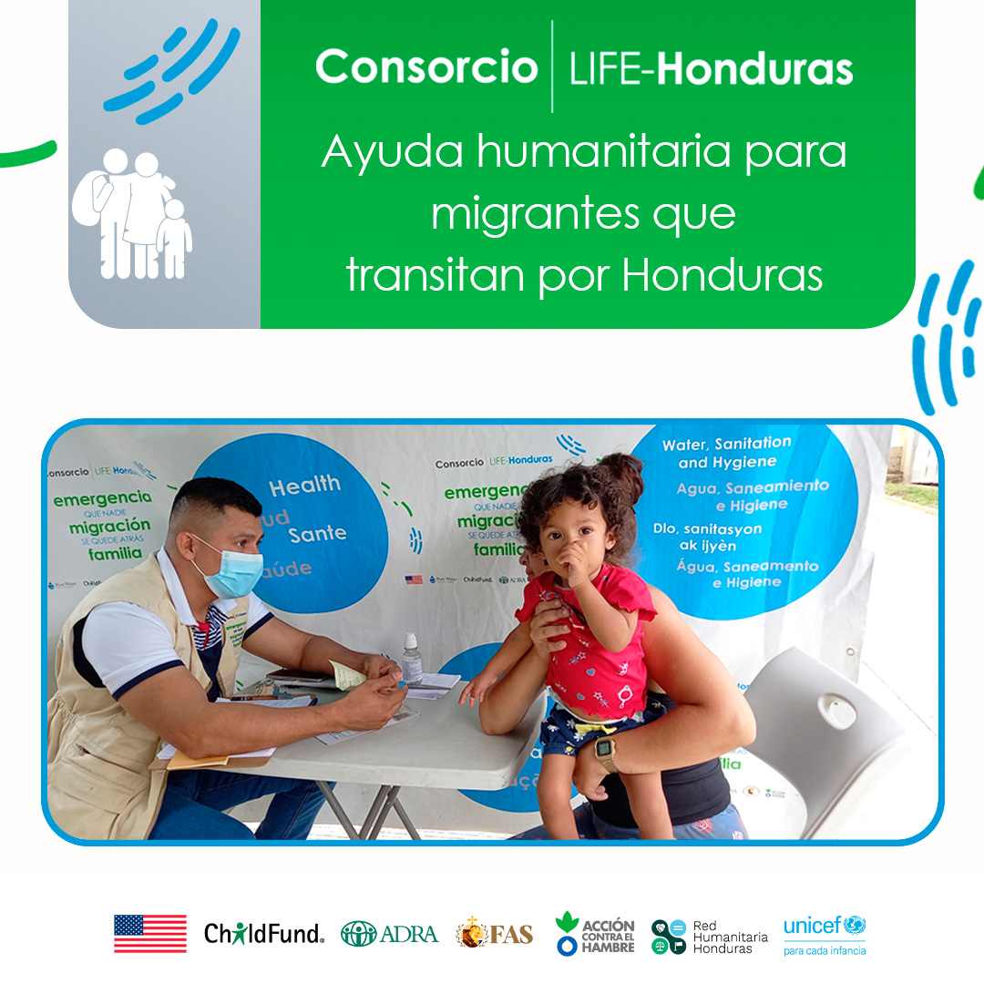 El Consorcio LIFE-Honduras hace un enfoque especial sobre las familias en movilidad por el país, brindándoles ayuda humanitaria en las áreas de salud, agua e higiene, alimentación, albergue, educación y derechos humanos.