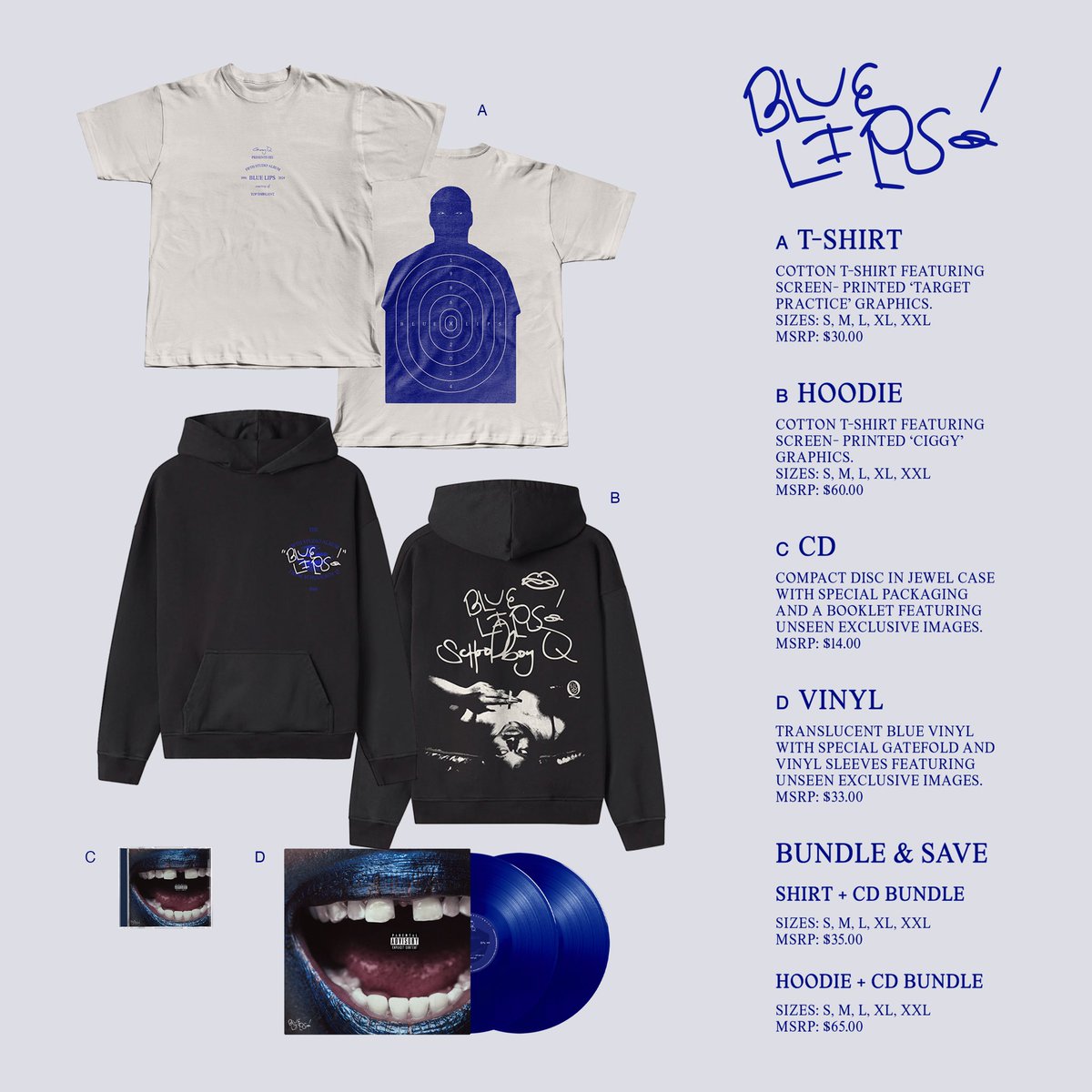 Blue Lips. MarcH 1st. Vinyl pre-order & select mercH out now.