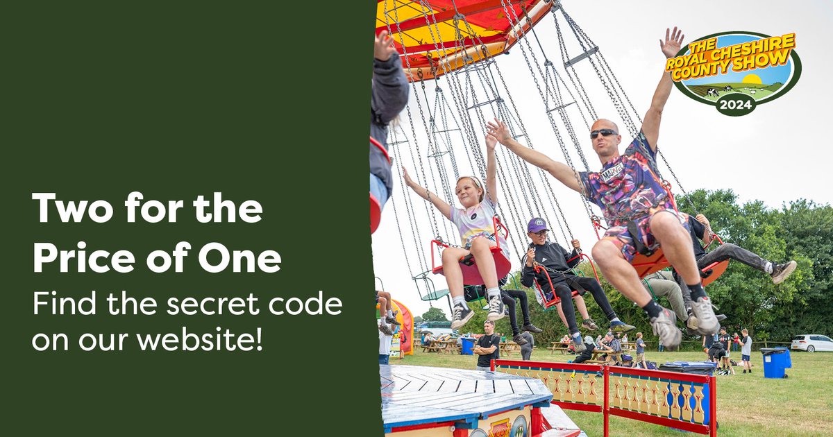 CheshireShow's tweet image. Celebrate the launch of our new website with this exclusive #offer!

Uncover the secret code which is hidden on one of the pages of our website. Once discovered, click the Buy Tickets button at the top of the website and apply the code: royalcheshireshow.org

#2for1 #Tickets