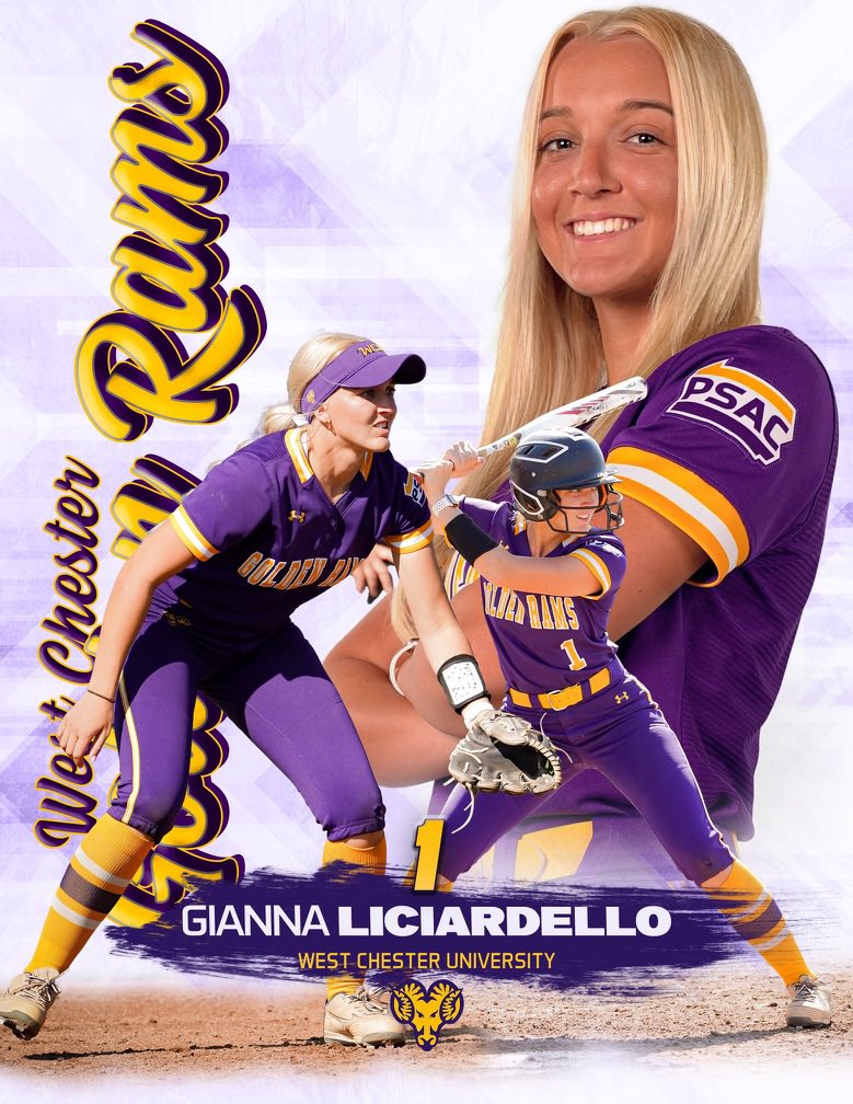 WestChesterSB's tweet photo. 1 DAY TIL GAME DAY! 💪🏼 

Introducing #1 Sophomore Infielder, Gianna Liciardello! 💜💛 https://t.co/cRoaFRfikp