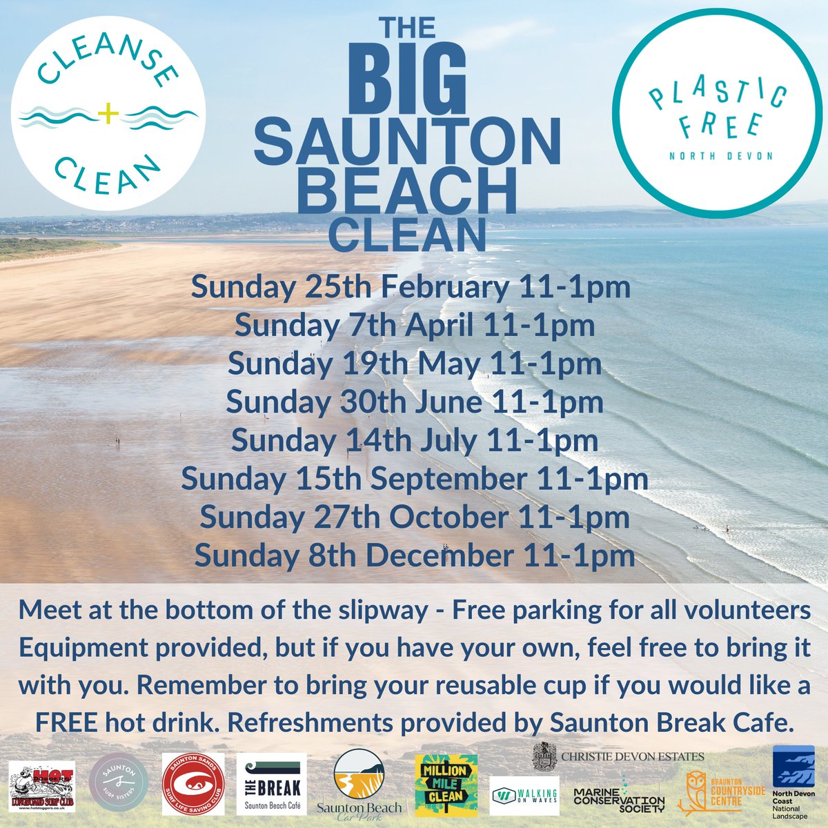 The 2024 Big Saunton Beach Clean schedule - 4 tonnes and counting...Read our latest blog to find out more >>plasticfreenorthdevon.org/blog/the-2024-…