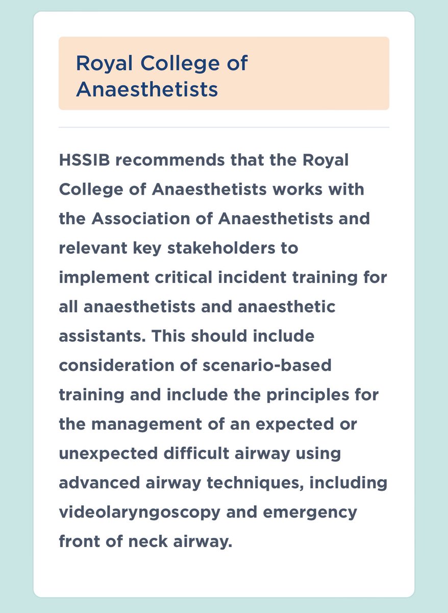 doctimcook's tweet photo. Several key messages for action by @NHSEngland & @RCoANews @dasairway & @AAGBI 

-national difficult airway database 
-a framework for management of the known difficult airway
-universal access to & skill in use of videolaryngoscopy
-mandatory airway crisis training 

Little to disagree with….
#timetoact 

https://t.co/KX5enn18Yo

2/2