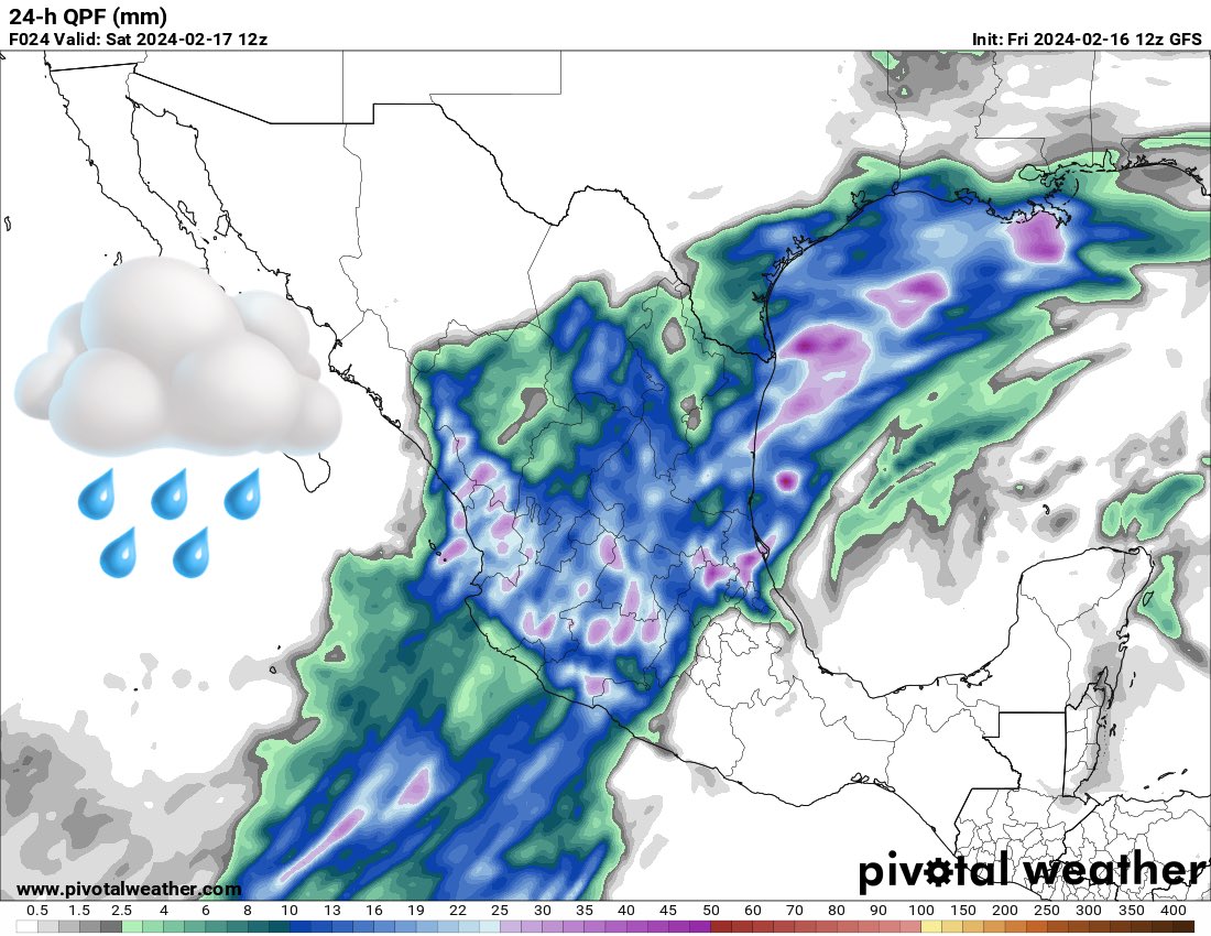 InfoMeteoro's tweet photo. 🟣ADVERTENCIA VIERNES: SE FORTALECE #TiempoInvernal 

🌧️LLUVIAS mod/fuertes (granizo ocasional) Sin, Nay, Jal, Dgo, Zac, Ags, SLP, Coah, NL, Tamps, Col, Mich, Gto, Qro, Hgo, Ver, EdoMex
❄️Nieve altitud >3000 m

🥶Frío/fresco 5-15ºC noreste, occidente, Bajío
😅Templado/caluroso 20-30ºC centro, noroeste, oriente
🥵Caluroso 32-42ºC Pacífico sur y sureste

🌬️RÁFAGAS
40-70 km/h Zac, Ags, SLP, Mich, Gto, QRo, Hgo, EdoMex, Gro, Mor, CDMX, Pue, Tlax, Oax.