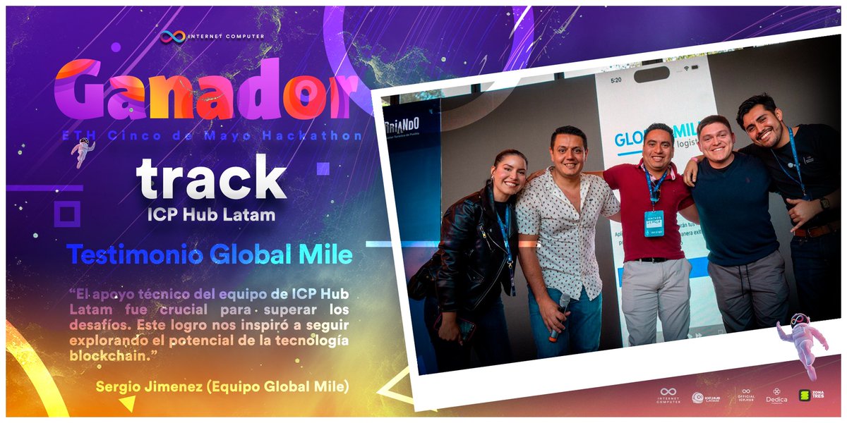 Recordando el <a href="/ETHCincoDeMayo/">ETH Cinco De Mayo 🔜 Devconnect</a>🚀.

Les compartimos la experiencia que tuvo <a href="/sergioglez0625/">Sergio Jimenez</a>, parte del equipo Global Mile, ganador de nuestro track de ICP en el evento.

Agradecemos a los equipos que confiaron en nosotros y a nuestros mentores por siempre apoyar en la adopción de
