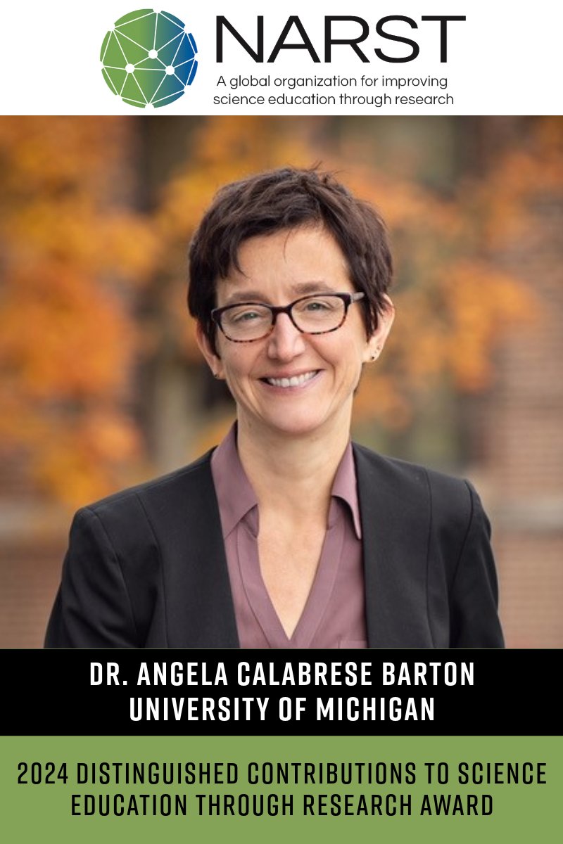 NARSTorg's tweet photo. Congratulations to Dr. Angela Calabrese Barton at @UMich for being awarded the 2024 Distinguished Contributions to Science Education through Research Award! https://t.co/BFZTbzXoyH
