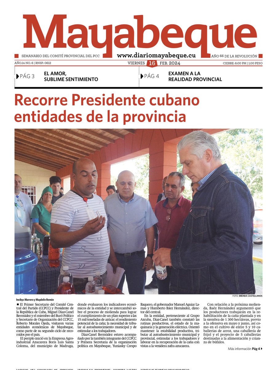 DiarioMayabeque's tweet photo. Nuestro #DiarioMayabeque se complace en compartir con sus lectores la edición No. 6 de este 2024. Para #QueNadieQuedeAtras
#JuntosPorMayabeque. https://t.co/uU08sLRELB