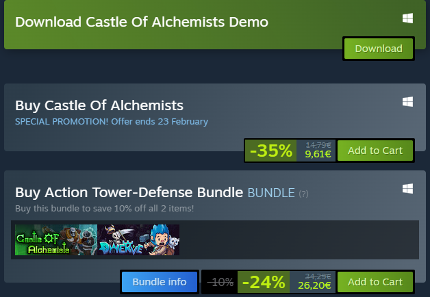 🔥🔥🔥🔥🔥

#CastleofAlchemists is on sale right now!! With the new "Tower Update". !!!

🔥🔥🔥🔥🔥

#pixelart #unity3d #gamedevelopment #madewithunity #indiegame #indiedev #indiedeveloper #Unity
