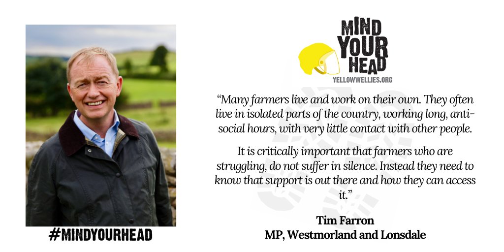 Proud to back @yellowwelliesuk's #MindYourHead campaign, encouraging farmers not to be afraid to speak out and seek help if they're struggling with their mental health.