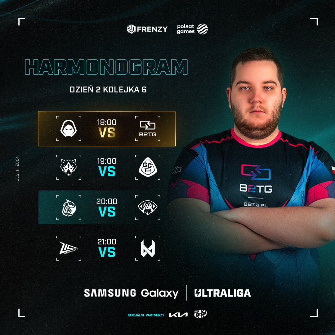 Ultraliga (@ultraliga) on Twitter photo Dziś w <a href="/SamsungPolska/">Samsung Polska</a> Galaxy Ultralidze:
18:00 - ⭐ <a href="/_ForsakenGG_/">Forsaken</a> vs <a href="/Back2TheGamePL/">Back2TheGame</a> ⭐
19:00 - <a href="/IronWolvesInt/">Iron Wolves</a> vs <a href="/GRP_Esports/">GRP Esports</a>
20:00 - <a href="/teamescagaming/">Team ESCA Gaming</a> vs Orbit <a href="/AnonymoEsports/">Anonymo Esports</a>
21:00 - <a href="/Z10_PL/">Z10 Esports (PL)</a> vs <a href="/devils1gg/">devils.one</a>
Do zobaczenia już o 17:45. Widzimy się na żywo w Polsat Games. 📺 Dziś w <a href="/SamsungPolska/">Samsung Polska</a> Galaxy Ultralidze:
18:00 - ⭐ <a href="/_ForsakenGG_/">Forsaken</a> vs <a href="/Back2TheGamePL/">Back2TheGame</a> ⭐
19:00 - <a href="/IronWolvesInt/">Iron Wolves</a> vs <a href="/GRP_Esports/">GRP Esports</a>
20:00 - <a href="/teamescagaming/">Team ESCA Gaming</a> vs Orbit <a href="/AnonymoEsports/">Anonymo Esports</a>
21:00 - <a href="/Z10_PL/">Z10 Esports (PL)</a> vs <a href="/devils1gg/">devils.one</a>
Do zobaczenia już o 17:45. Widzimy się na żywo w Polsat Games. 📺