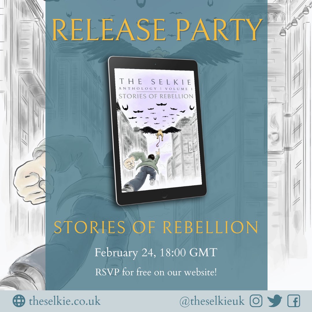 TheSelkieUK's tweet photo. 📣 Join us for the virtual launch of our anthology, Stories of Rebellion, on Feb 24. 🚀 RSVP via the link in our bio and retweet to help spread the news! Help us make this evening memorable! 💛

#StoriesOfRebellion #BookLaunch #TheSelkie #anthology #WritingCommunity https://t.co/knKKWwsqtJ