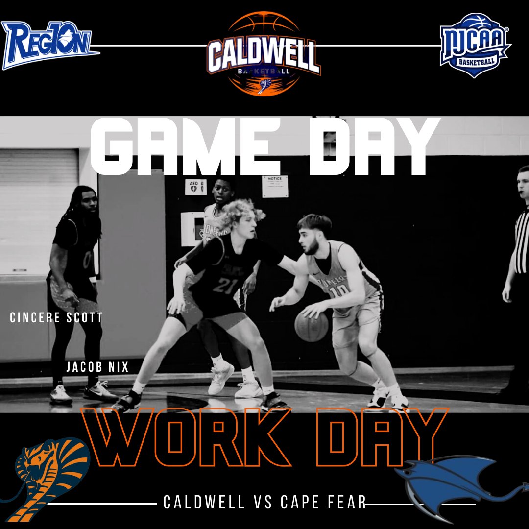 Caldwell_MBB's tweet photo. It's Game Day!!!......(Road Game)

Time to go to WORK 👷‍♂️

CLOCK-IN

🏀 #19 Caldwell 🆚️ Cape Fear CC
.
.
.
🗓 Fri, Feb 16th
📍 Wilmington, NC
⏰️ 6pm

#CaldwellTough
#BuiltAtTheWell https://t.co/BMNAUDOpFC