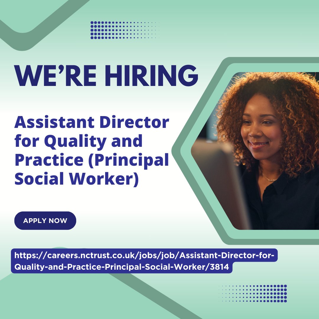 **Exciting opportunity** We're looking for an experienced, committed, and person-centred leader who is enthusiastic about developing and empowering the best social work practice.  Find out more and apply: careers.nctrust.co.uk/jobs/job/Assis… #recruiting #jobalert #seniorleader