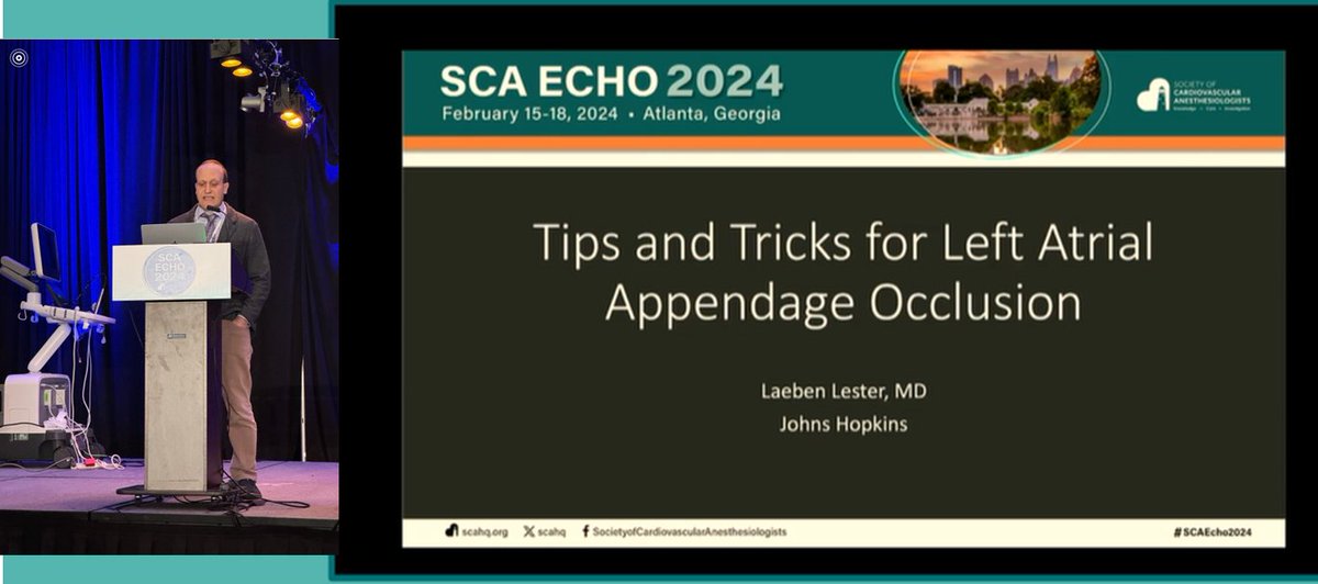 Dr Laeben Lester, echo rock star, at SCA Echo in Atlanta - sharing many of his tips and tricks for interventional/structural procedures! @HopkinsACCMCard @HopkinsACCMCard @scahq