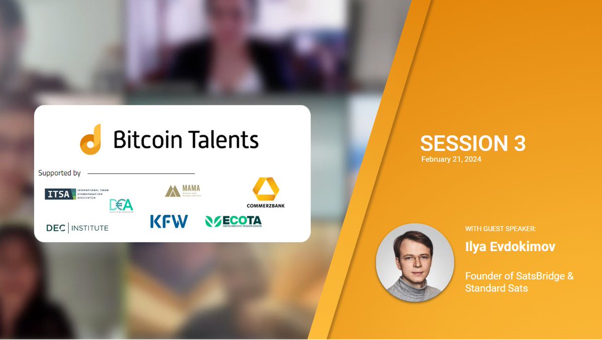Stay tuned for the 3rd session of the Bitcoin Talents program, where we're thrilled to welcome our guest speaker, Evdokimov Ilya. 🧡 #Bitcoin