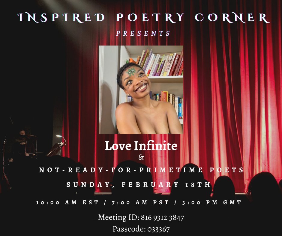 Audience members are welcome. Join us this Sunday at 10:00 AM EST.

#artists #bard #ethics #ethical #ethicsmatter #globalpoetrycult  #writer #writers #poet #poets #poetsunite #poetsunited #poetry #poetrycommunity #poetrylovers #wordsmith #wordsmiths #worldpoetry  #storytellers