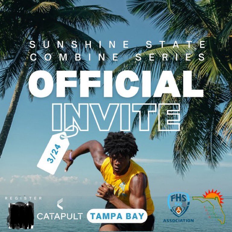 Blessed to receive an invite from <a href="/Dwight_XOS/">Dwight Thomas - Catapult Sports</a> to the Sunshine State Combine Series!! LETS WORK☀️🏈
<a href="/SumnerHSFootbal/">Sumner High School Football</a> <a href="/AlonzoAshwood/">Coach Alonzo Ashwood</a> <a href="/DLive1087/">Coach Paul Lively</a> <a href="/QB1_FL/">QB1</a> <a href="/PerryOrth10/">Perry Orth</a> <a href="/StephenGarcia/">Stephen Garcia</a> <a href="/QBHitList/">QBHitList.com</a> <a href="/BigCountyPreps1/">BCP SPORTS</a> <a href="/BrannonTidwell/">Brannon Tidwell</a>