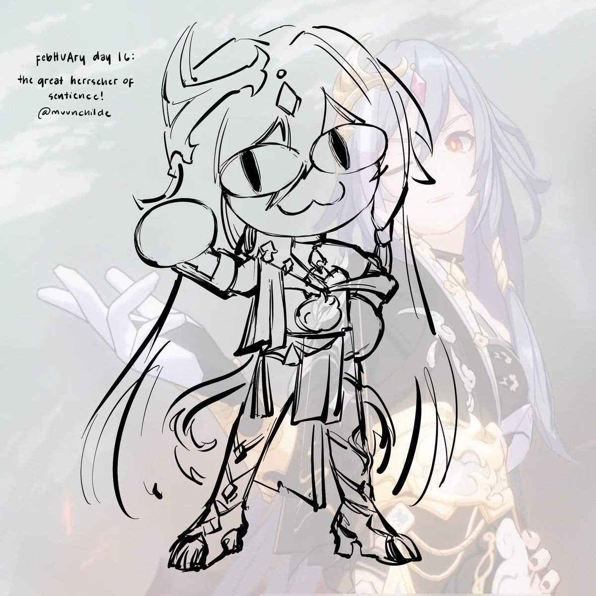muunchilde's tweet photo. #febHUAry day 16: the great herrscher of sentience ! 🪶 #100daysfuhua #febHUAry2024 ! https://t.co/TO9WwRn4gj