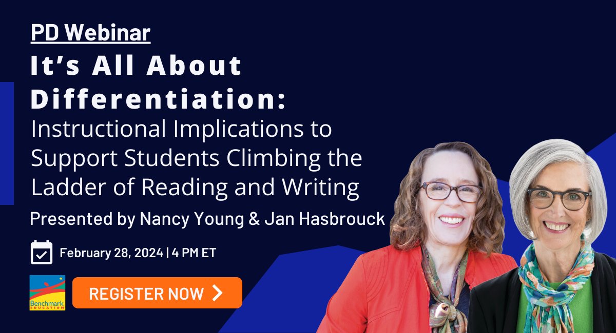 BenchmarkEdu's tweet photo. Join @NancyYoung_ &amp; @JanHasbrouck on Feb 28 at 4pm ET for a webinar that unpacks The Ladder of Reading &amp; Writing infographic. Stay to the end to be entered in a live giveaway where two lucky winners will receive a free copy of their new book!

Register: https://t.co/Qo7AfpTLV1 https://t.co/AvCpJWqvkp