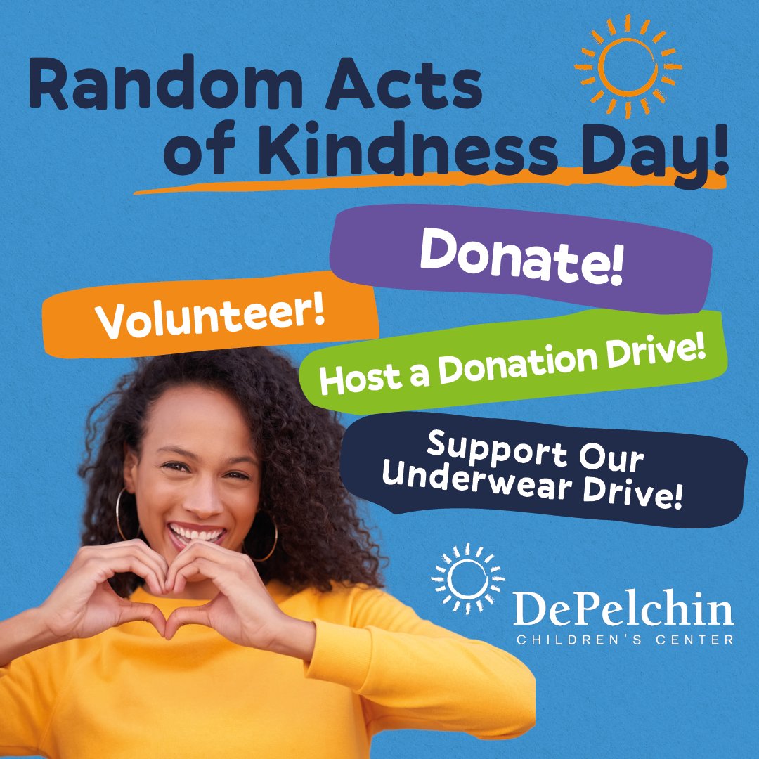 Today is #RandomActsofKindnessDay. Some ways you can show #kindness to the children, youth & families that DePelchin serves: ❤ Donate: depelchin.org/donate ❤ Volunteer: depelchin.org/volunteer ❤ Support our Underwear Drive: a.co/hq60uAx