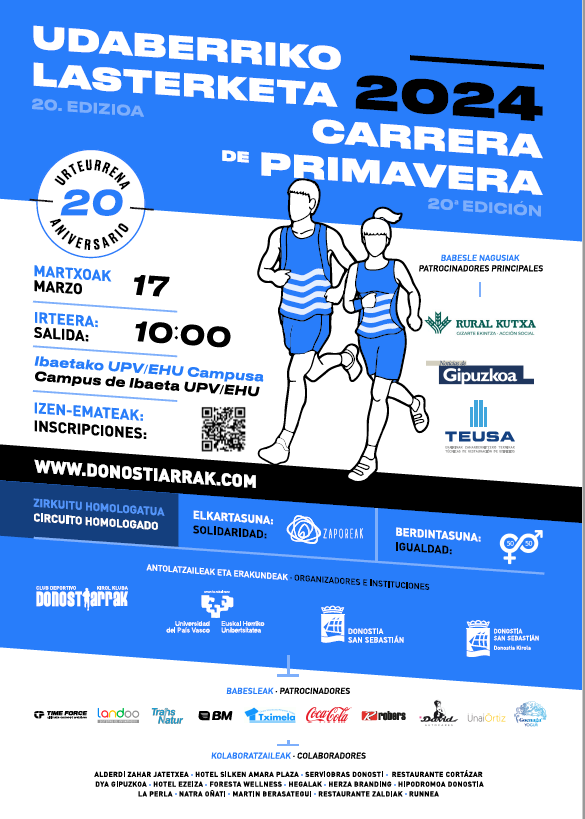 donostiarrak's tweet photo. ¡ATENCIÓN! SE ESTÁN AGOTANDO LOS DORSALES! Inscríbete cuanto antes.
20. edición Carrera de Primavera - 10k
17/03/2023, a las 10:00, en Donostia - San Sebastián
Entra aquí ->
https://t.co/46dboFwfVo
Organizado por Donostiarrak CDK y UPV/EHU https://t.co/vsNpoix7xK