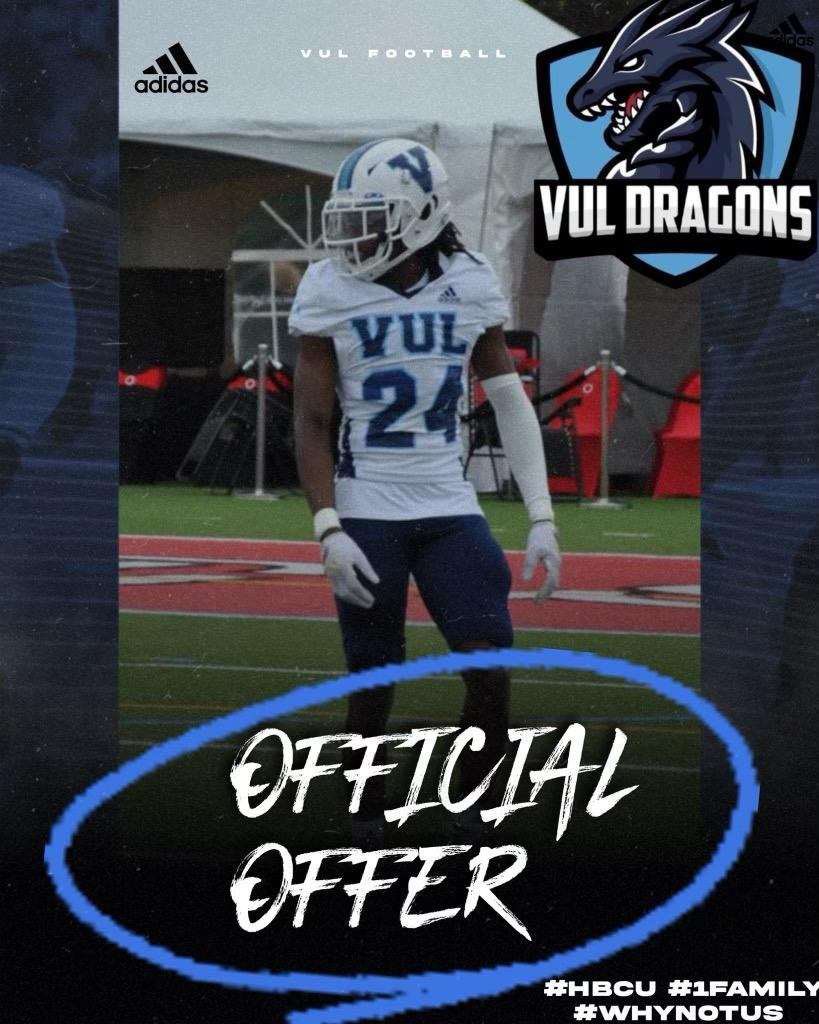 After a Great phone call with <a href="/CoachBonds50/">Anthony Bonds</a> I am extremely blessed to announced I have received my first Division 2 offer to play at <a href="/FootballVul/">VUL Football</a>

<a href="/j10mar/">Jamie Martin</a> <a href="/coach_martell/">Coach Tell</a>