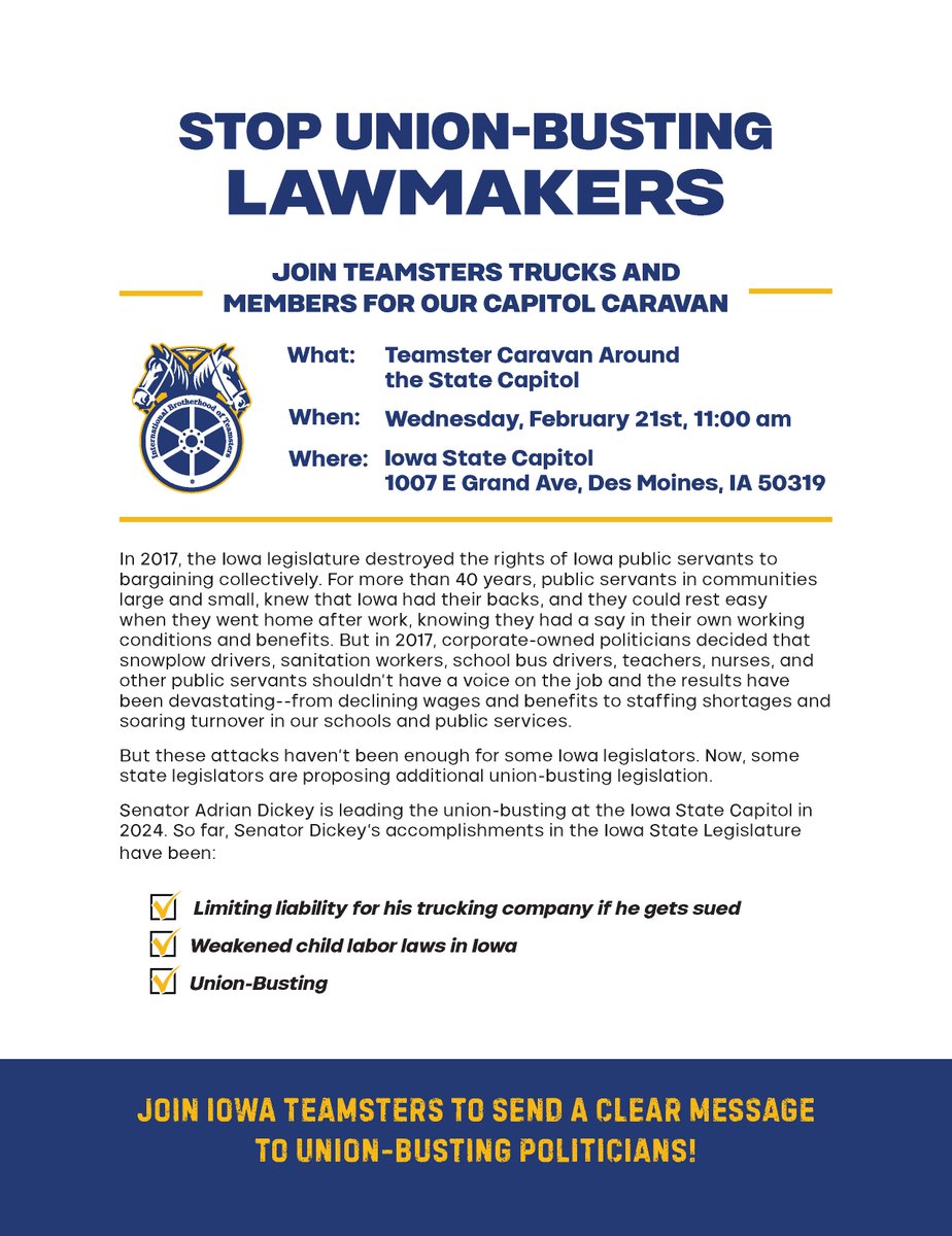 Join Iowa Teamsters fighting back against public sector union busting!