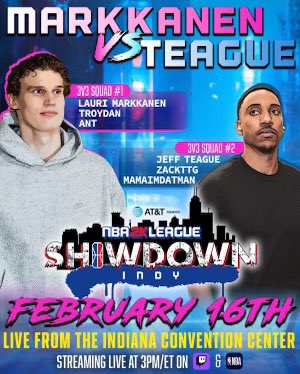 Lauri Markkanen (@markkanenlauri) on Twitter photo Can’t wait to load up with the MVP <a href="/Ant_Costanzo/">🐜</a> & <a href="/MarioHTXX/">AnnoyingTV 🦉</a> at the <a href="/ATT/">AT&T</a> presents The <a href="/NBA2KLeague/">NBA 2K League</a> Showdown!
Pull up to the Indiana Convention Center or watch at twitch.tv/nba2kleague to see us! Can’t wait to load up with the MVP <a href="/Ant_Costanzo/">🐜</a> & <a href="/MarioHTXX/">AnnoyingTV 🦉</a> at the <a href="/ATT/">AT&T</a> presents The <a href="/NBA2KLeague/">NBA 2K League</a> Showdown!
Pull up to the Indiana Convention Center or watch at twitch.tv/nba2kleague to see us!