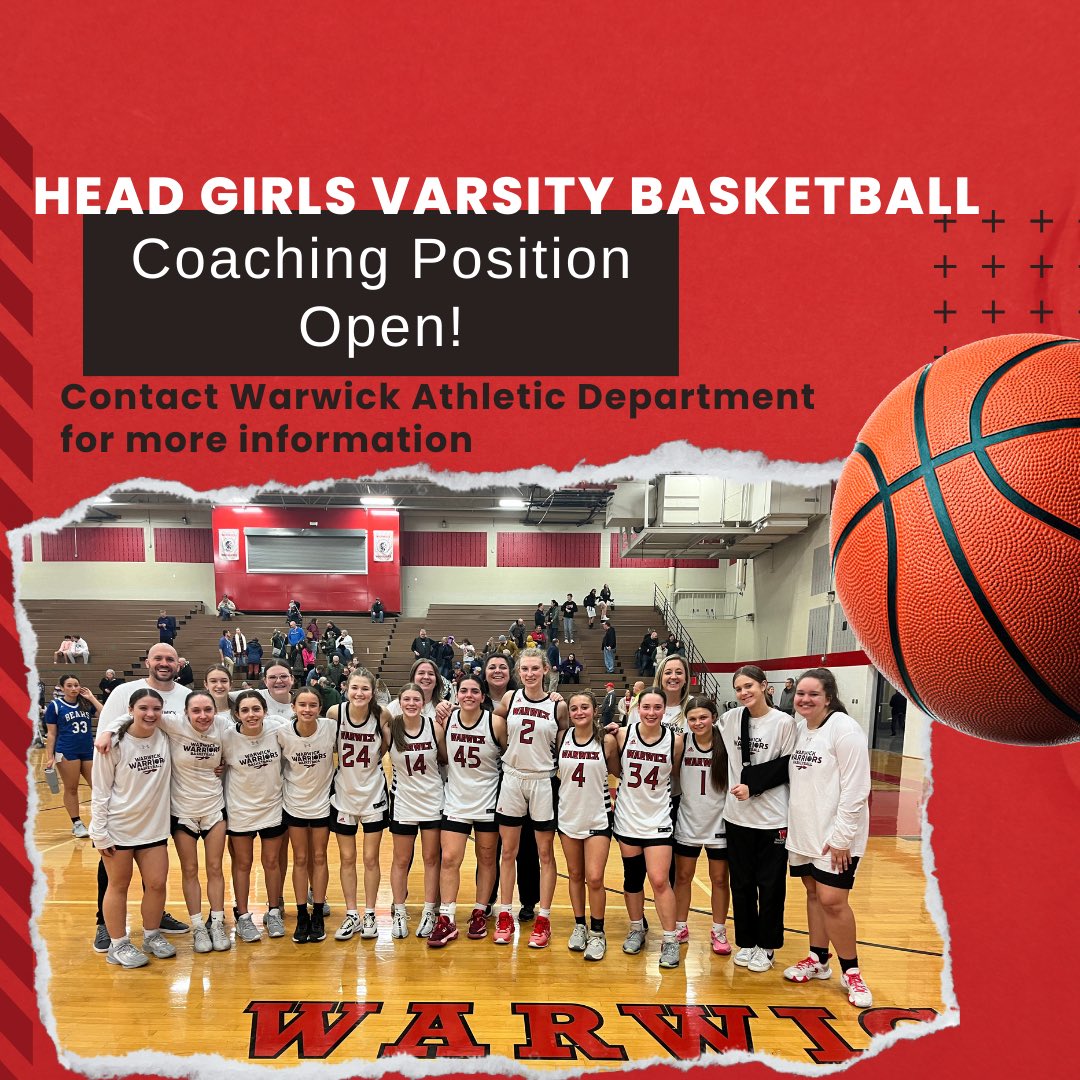 WarwickAthletics (@warwickwarriors) on Twitter photo Warwick is currently accepting applications for our open Head Varsity Girls Basketball Coaching position.
Send resume to ehazel@warwicksd.org
❤️🖤🏀
#WeAreWarwick Warwick is currently accepting applications for our open Head Varsity Girls Basketball Coaching position.
Send resume to ehazel@warwicksd.org
❤️🖤🏀
#WeAreWarwick