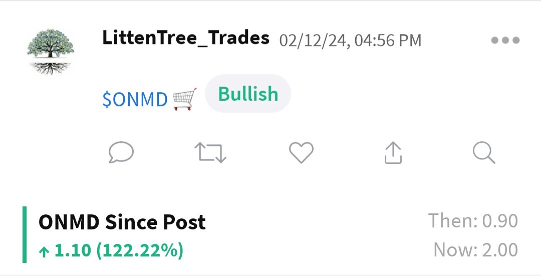 LittenTreeTrade's tweet image. $ONMD Target hit 🤑💰🤑💰 all out +122%!!! Good luck, bulls ✌🏻#bullish #alwaysearly #swingtrade
