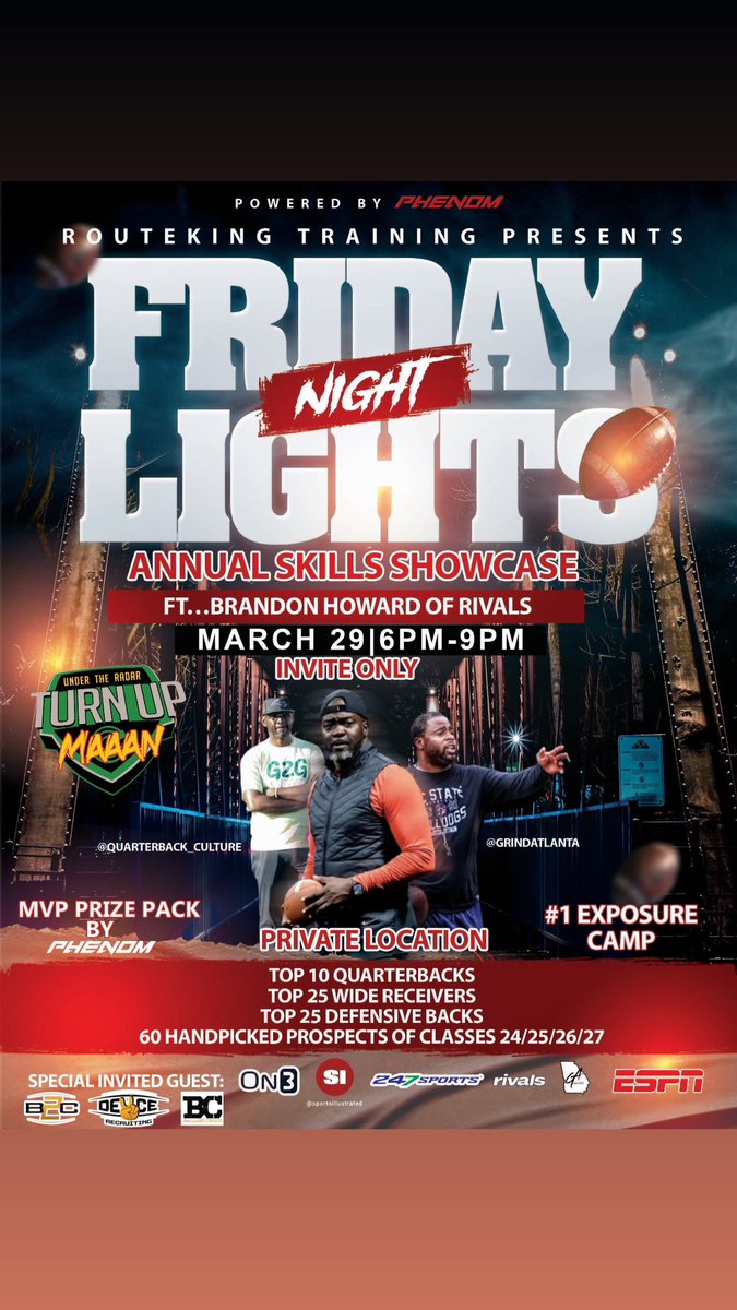 FNL Skills showcase is back!! The date is set: March 29th. Powered by Phenom, The Top prospects including some of the elite class of 25, 26, 27 & 28 WRs, QBs & DBs in the Country! Includes skill training and 1v1 competitive drills. DM your hudl for a chance for an invite now!!!