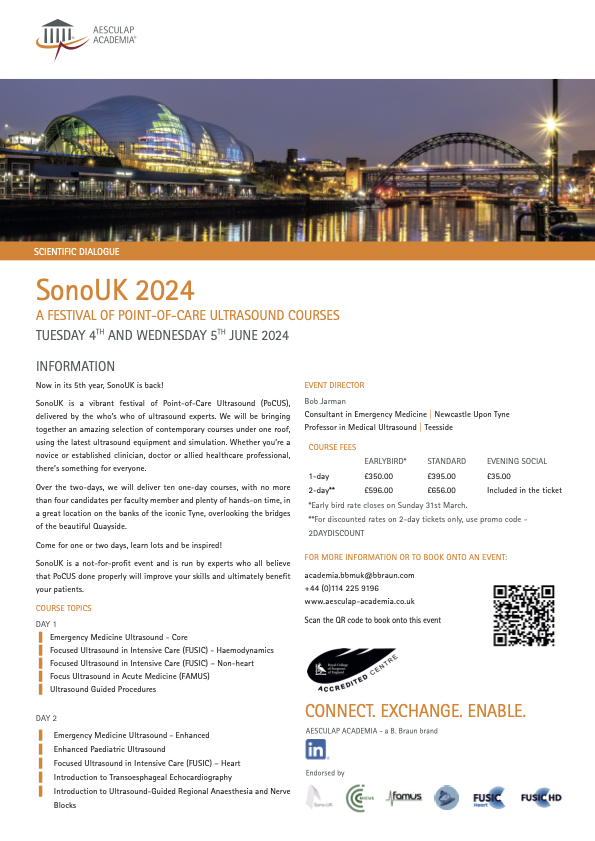 Excellent news that @sono_uk will be back to provide another festival of PoCUS by the banks of the iconic Tyne (and overlooking the Tyne bridge too!). 4-5th June 24. Its a not for profit event - for the love of PoCUS! #POCUS #SonoUK24