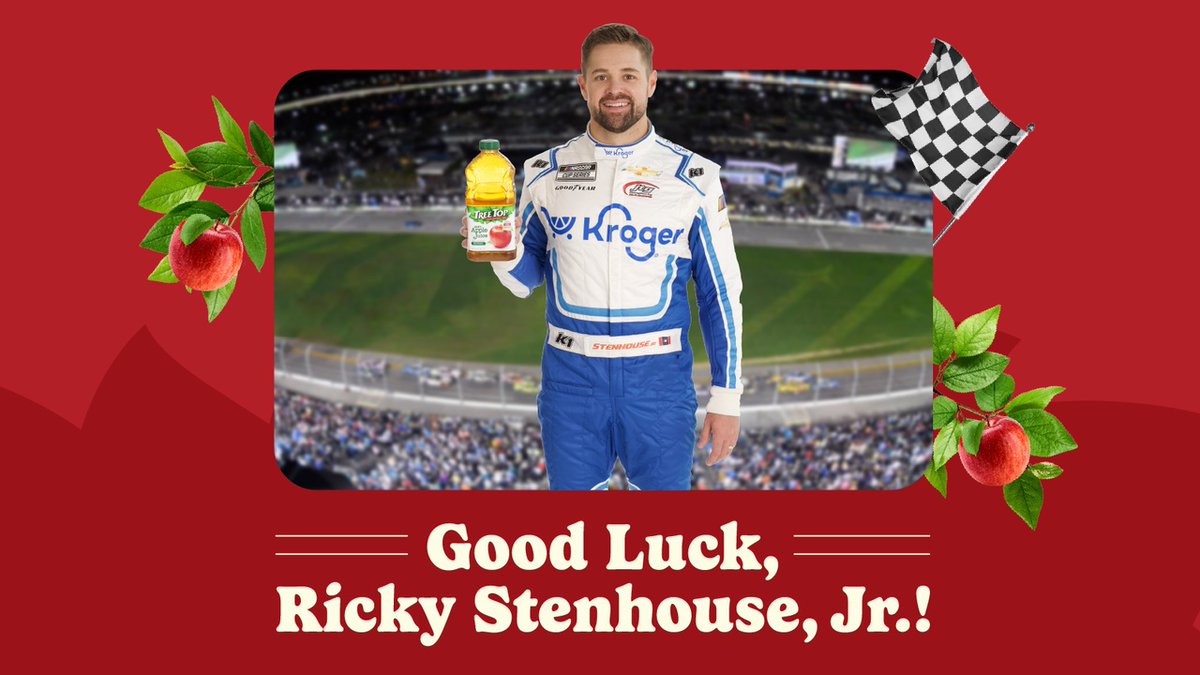 Ricky Stenhouse, Jr. has just two things on his mind as he prepares for @DAYTONA. 1) Winning 2) Celebrating with Tree Top apple juice afterward Good luck, @StenhouseJr!