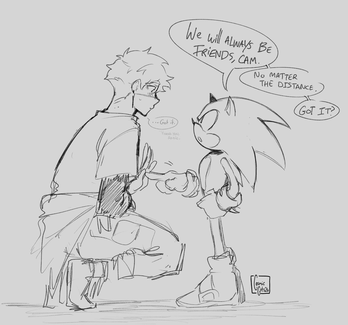 [ OC / Sonic ]

I think Cameron and Sonic would be such good friends I got kinda emotional af drawing these 