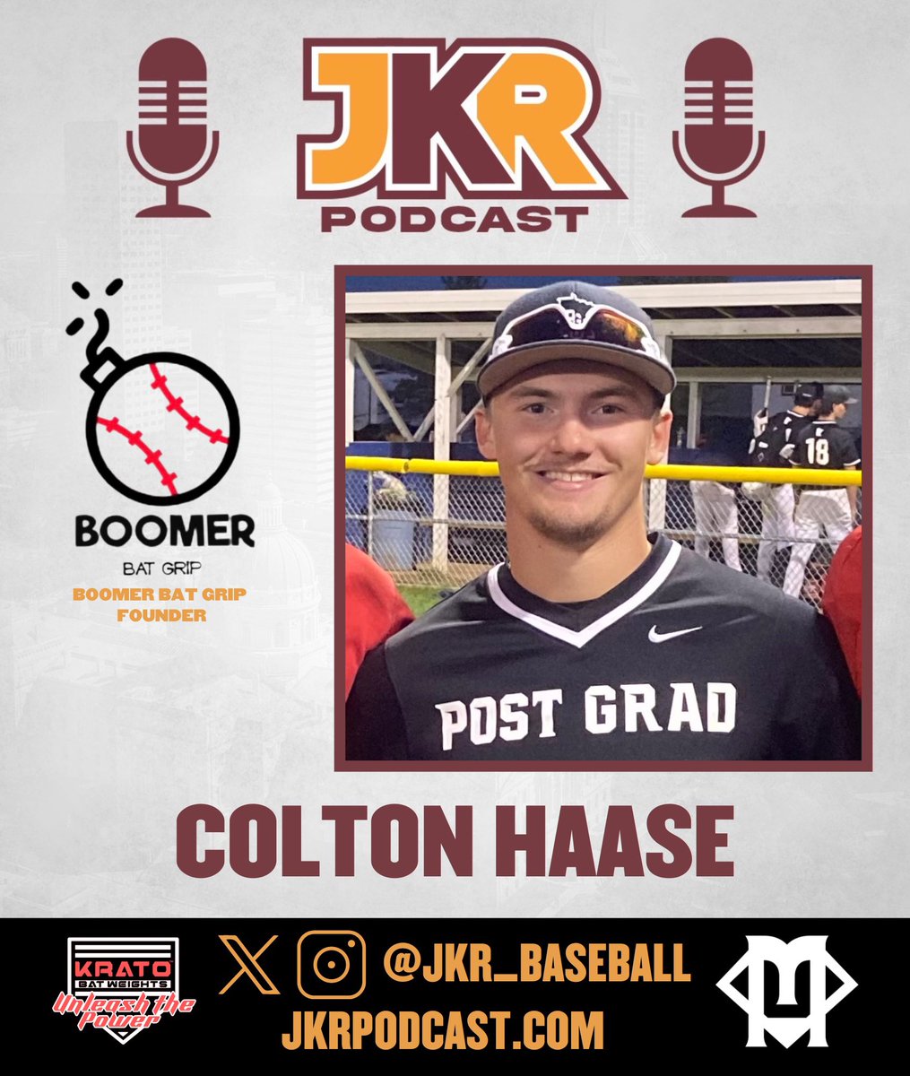 JKR_Baseball's tweet photo. ‼️ AVAILABLE NOW ‼️

⚾️Episode #430⚾️

🔴 Colton Haase @ColtonHaase 
🟠 @Boomerbatgrip Founder
🔴 Discuss his motivation to start the company, his vision for the future, developing scented bat grips, and much more!

🎧 https://t.co/cG62fPKKhq https://t.co/bUsVLbJNY4