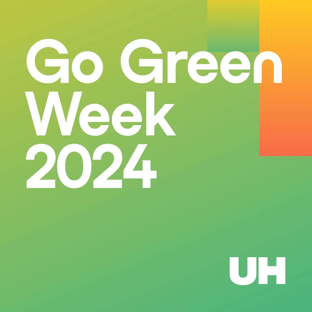 Get involved in #GoGreenWeek2024 from the week commencing 4th March @UniofHerts! 🌍 Take part in the sustainability events put on by fellow students and staff. Check out this link bit.ly/4aZlrKg for the timetable so far. #GoGreenGoHerts! 💚