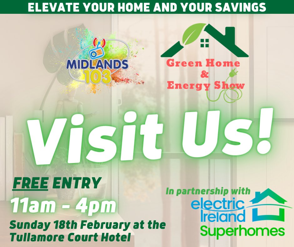 Join us this Sunday, 18 February, at the @Midlands103 Green Home and Energy Show! 

#WillowWarm #Briquettes #CarbonNeutral #GuaranteedIrish #EnvironmentallyFriendly #Sustainability #EPAregistered