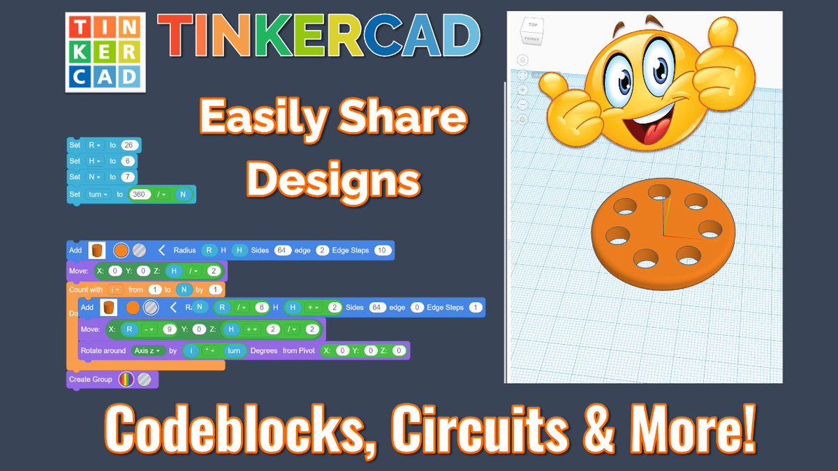 HLtinkercad's tweet photo. A user was looking for how to share a codeblocks project... Easily Share #Tinkercad #Codeblocks #Circuits or 3D Designs in 2024. #STEM
Watch Now: https://t.co/G7RsyFMrVc https://t.co/UKZyRQcmtd