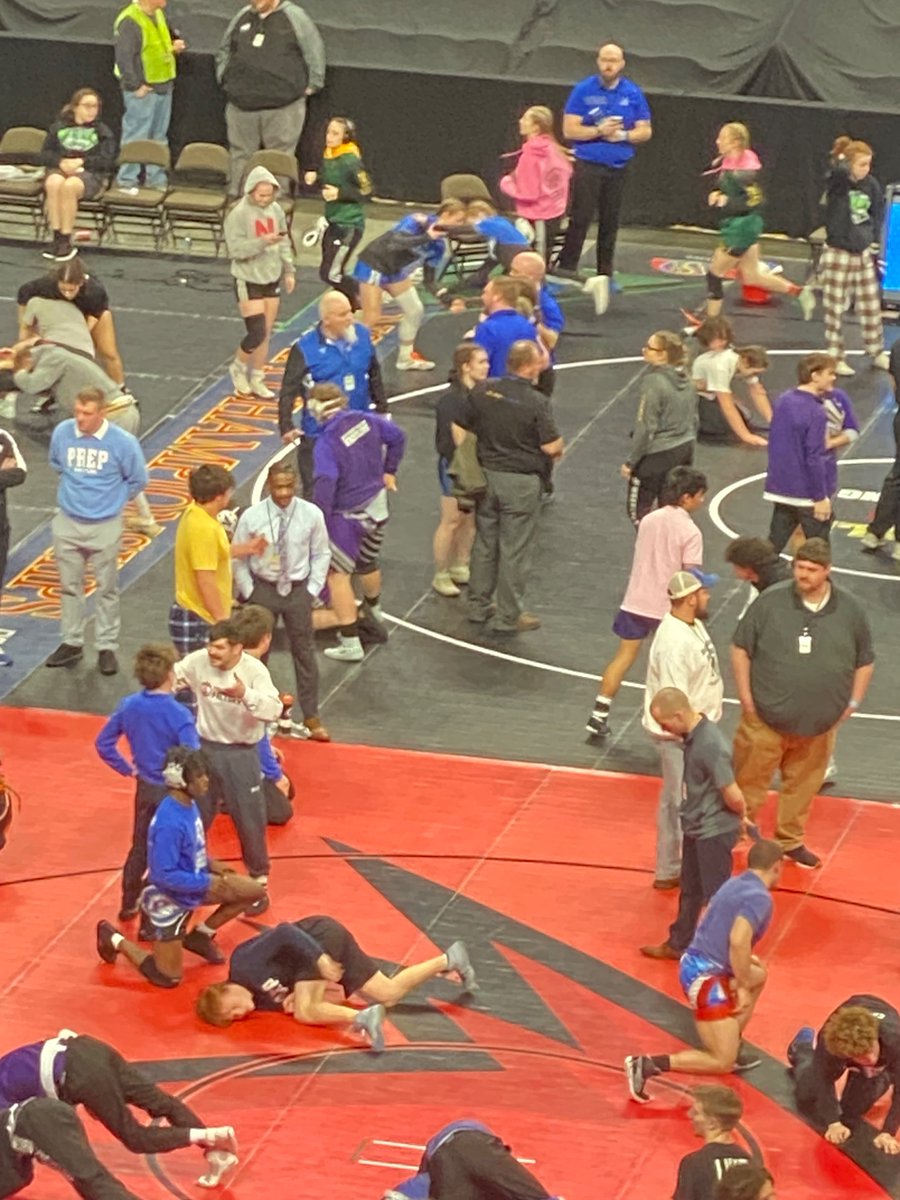 OCPWrestling's tweet photo. Prep guys warming up for wrestle backs.  #PrepsHere https://t.co/0CG1QSxqYi