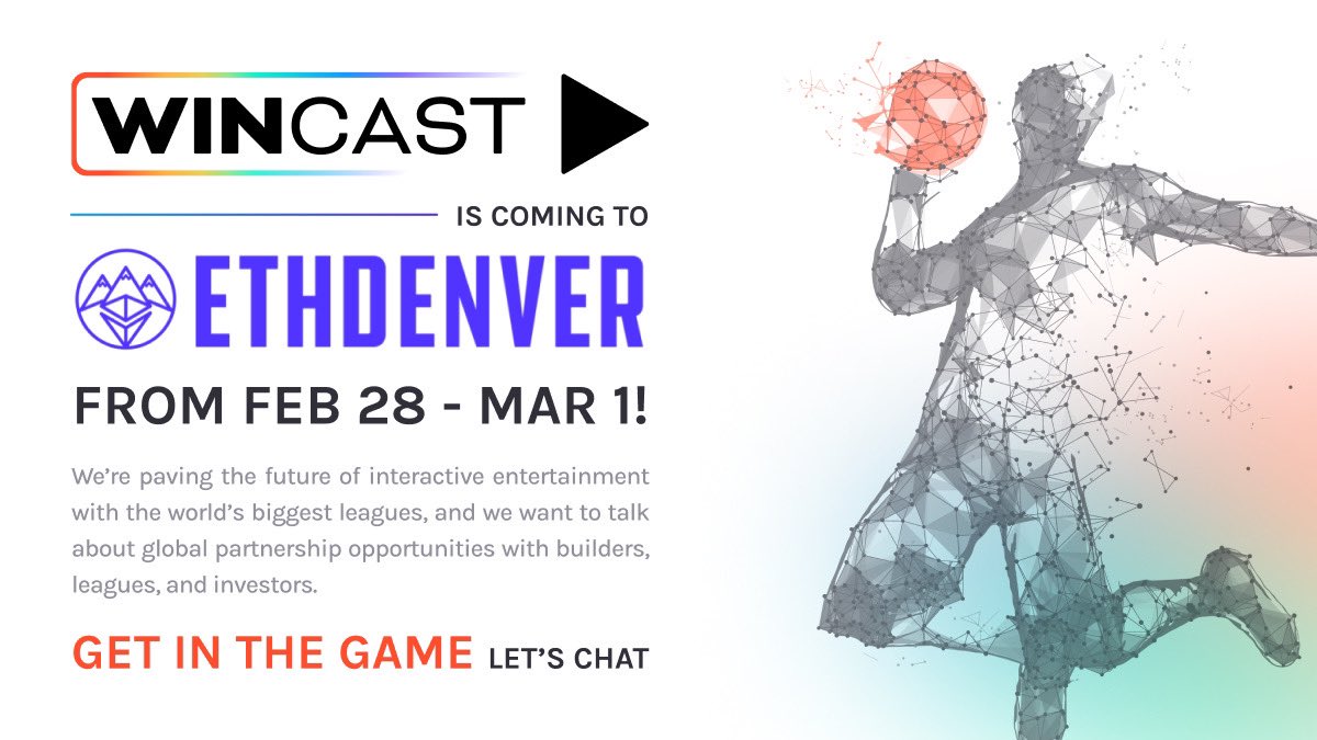 🚀Our team is gearing up to attend ETH
Denver 2024! We're excited to connect with blockchain ecosystems, sports partners, and investors about crafting the future of sports entertainment.
Interested in meeting up? Message us here or email us at alice@wincast.io
#ETHDenver