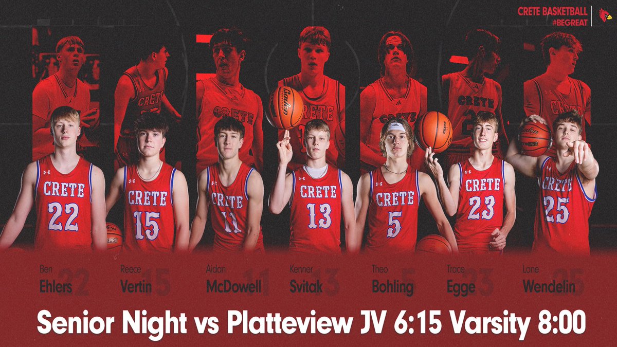 Senior Night vs Platteview‼️

🗓 02.16.24

⏰ JV - 6:15 Varsity - 8:00

📍 Crete High School

🚨Come out and support our group of seniors

#BeGreat