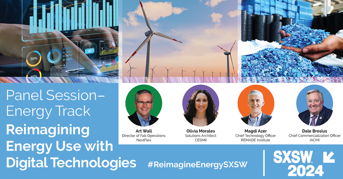 Join the @MFGUSA panel at @SXSW to learn how digital technologies provide ways to rethink industrial processes to reduce greenhouse gas emissions + achieve climate and decarbonization goals. manufacturingusa.com/events/manufac… #ReimagineEnergySXSW #MFGUSAatSXSW