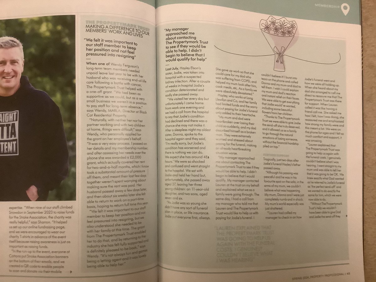 propmarktrust's tweet image. Great article in Property Professional about some of our work.
If you want to help us to help more deserving recipients you can make a donation here. ‘Our Charity for Our People’ 

propertymark-trust.co.uk/donate