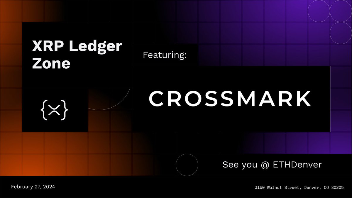 👀 Crossmark will be at #ETHDenver2024

At our first <a href="/EthereumDenver/">ETHDenver 🏔🦬🦄</a>, we will be speaking at #XRPL Zone {X} on February 27th 🗓️

We are giving a live demo 🎭🔨 Bridging the Gap between #XRPL <> #EVM using the XChainBridge. ⚔ ️Our wallet solution enables cross-chain flows