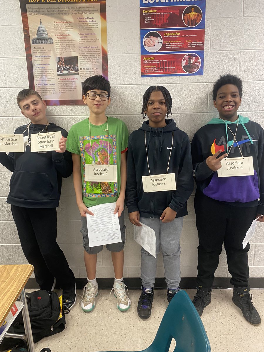 GoQLMS's tweet photo. Mrs. Givens brought history to life in Civics with a reader’s theater of Marbury v. Madison, the U.S. Supreme Court case that established judicial review in the U.S. Students participated by reading aloud from a script based on the case &amp; the decision. #PRIDEinUS #engageycsd https://t.co/DxtzgpslaG