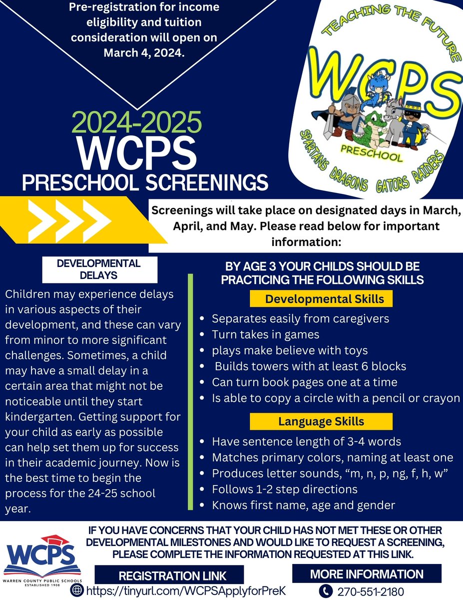 Please help share the word to families that may be interested in a preschool screening. Thank you!