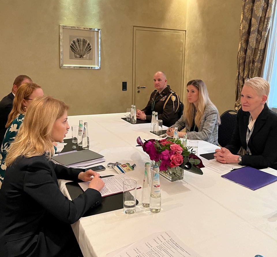 StefanishynaO's tweet photo. Very substantial meeting with Celeste Wallander @DeptofDefense #MSC2024. Discussed the priorities for #NATOSummit in Washington and the reforms, leading to 🇺🇦 interoperability with NATO. Was a great pleasure meeting you and looking forward to a regular engagement in the future. https://t.co/SlL6aZYKj3
