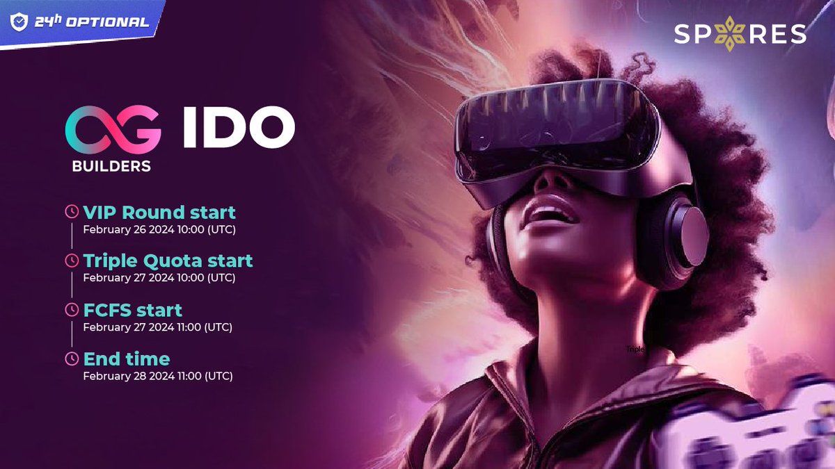 EmberNetwork_io's tweet photo. 📢 @OGamesBuilders 𝗜𝗗𝗢 𝗟𝗮𝘂𝗻𝗰𝗵𝗶𝗻𝗴 𝗼𝗻 𝗦𝗽𝗼𝗿𝗲𝘀 𝗟𝗮𝘂𝗻𝗰𝗵𝗽𝗮𝗱!

Spores Launchpad is excited to announce the upcoming IDO launch of Open Games Builders - AAA Gaming Studio, Marketplace and launch platform for games working on @FantomFDN, @0xPolygon, @BNBCHAIN & @Immutable 💎

1⃣ Token Details
✔️ Symbol: $OGBX
✔️ Chain: #BNB
✔️ IDO Price: $0.04
✔️ IMC: $792,000
✔️ Vesting Schedule: TGE 100%

2⃣ IDO Details
✔️ Refund Mechanism: 24h Optional Refund 
✔️ Total Raise: $100,000
✔️ IDO Timeline:
- Vip Round: 26th Feb, 10 AM UTC => 27th Feb, 10 AM UTC
- Triple Round: 27th Feb, 10 AM UTC => 27th Feb, 11 AM UTC
- FCFS Round: 27th Feb, 11 AM UTC => 28th Feb, 11 AM UTC

Create, Play, Connect, and Earn in OGB Gaming Ecosystem 🚀
➡️ Stake $SPO & Register NOW: https://t.co/cb3dHvsWGh
#SporesLaunchpad #IDO