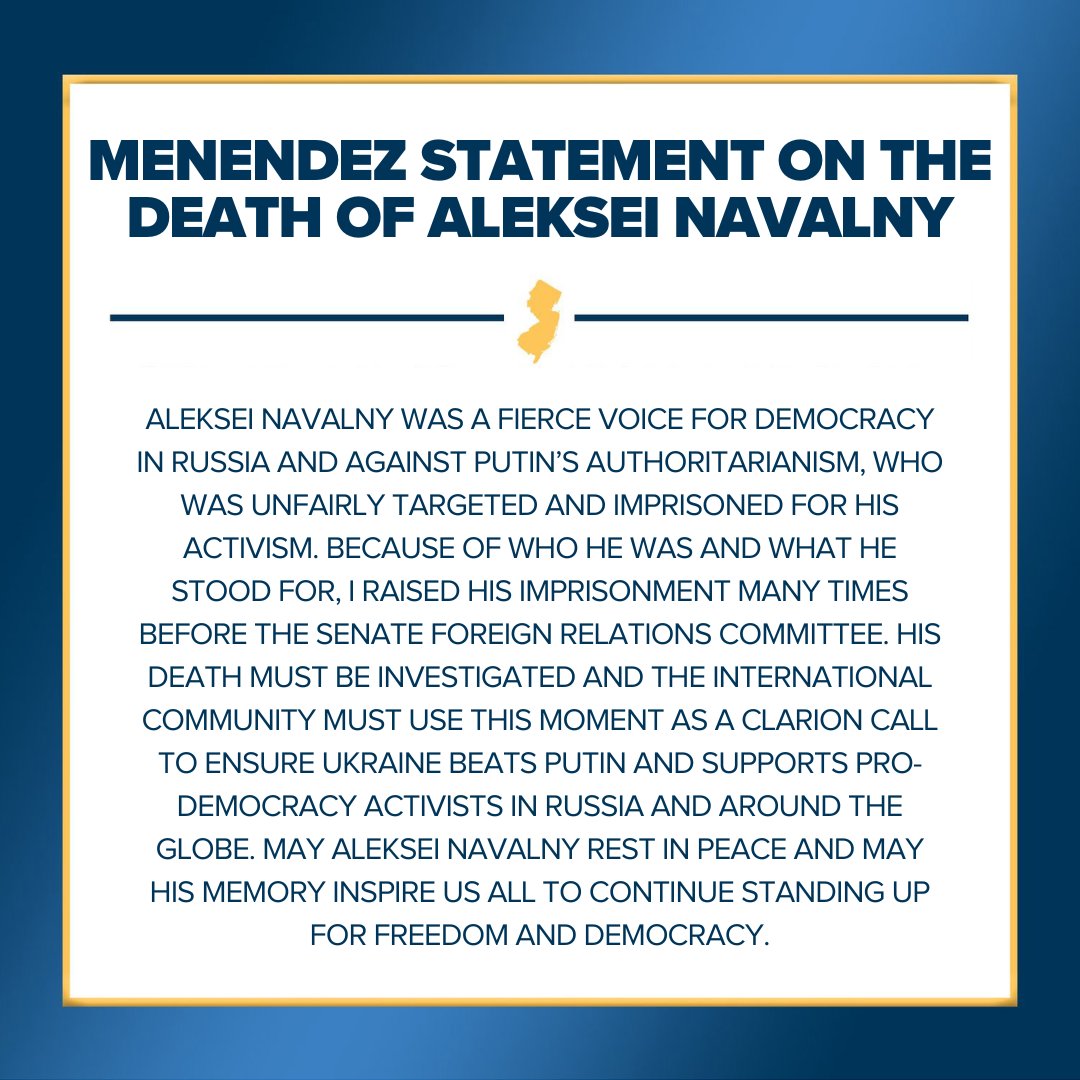 Aleksei Navalny was a fierce voice for democracy in Russia and against Putin’s authoritarianism, who was unfairly targeted and imprisoned for his activism. His death must be investigated, and the international community must use this moment as a clarion call. My full statement: