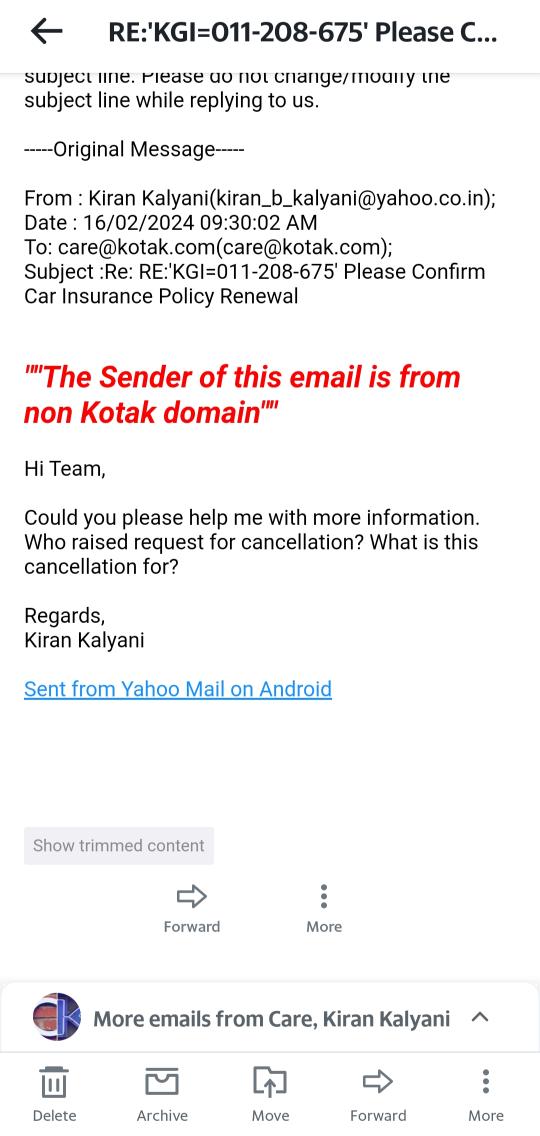 KalyaniKiran's tweet image. @KotakGeneral @policybazaar @PBHelpDesk #kotakgeneralinsurance 
Many times I requested a reason for a refund since I never requested a refund. Still there is no proper ans. I'm concerned now if my policy is active or notactive. Pathetic worst support from @KotakGeneral @gmurli27